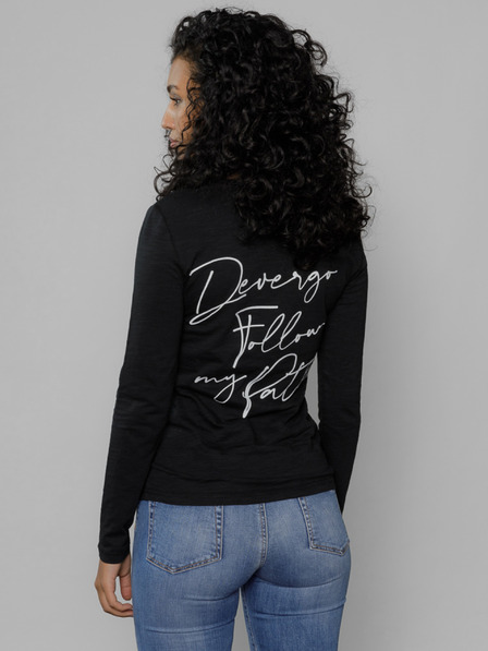 Devergo Maglietta da donna nera con retro stampato Devergo