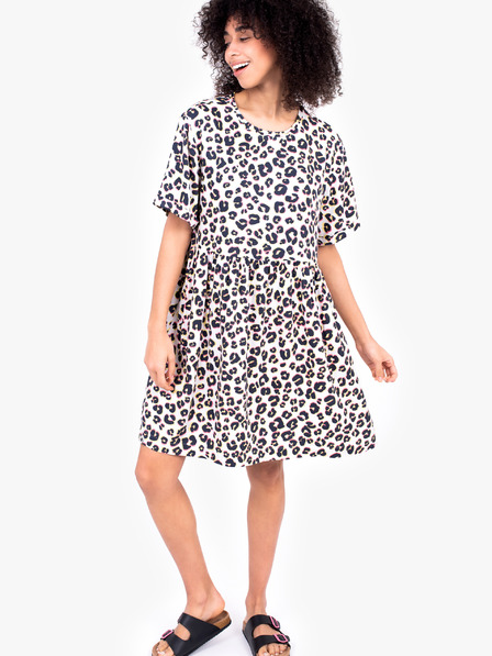 Brakeburn Abito corto da donna bianco con motivo animalier Brakeburn
