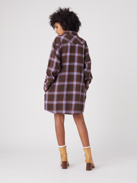 Wrangler Abito camicia a quadri da donna viola e marrone Wrangler
