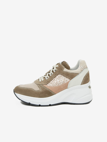 Nero Giardini Sneakers con zeppa in pelle marrone chiaro NeroGiardini