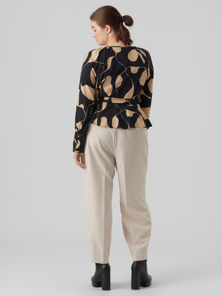 Vero Moda Curve Camicetta fantasia beige e nera da donna con cravatta VERO MODA CURVE Lydia