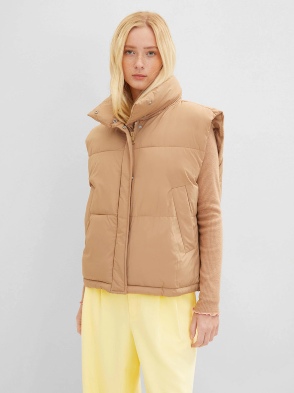 Tom Tailor Denim Gilet trapuntato marrone chiaro da donna Tom Tailor Denim