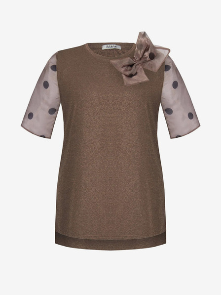Rinascimento Maglietta rosa e oro da donna a pois con fiocco Rinascimento