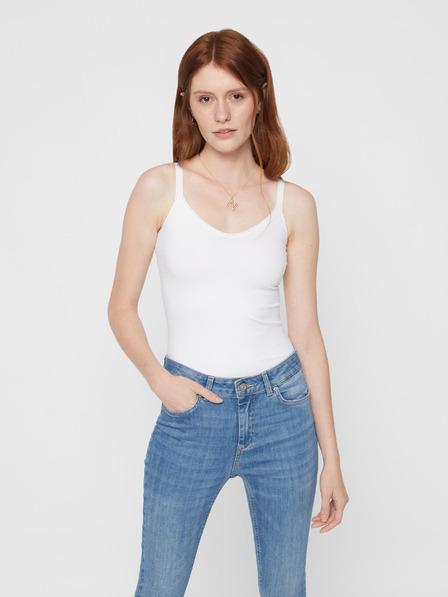 Pieces Canotta donna bianca basic pezzi tinta unita