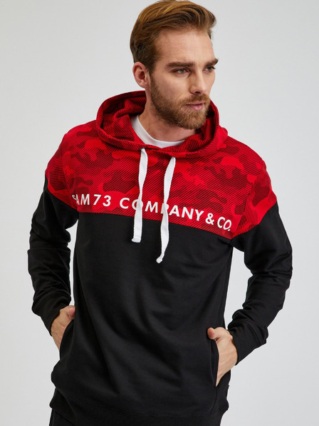 Sam 73 Felpa con cappuccio rossa e nera da uomo SAM73 Aquamarine