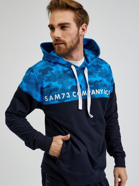 Sam 73 Felpa con cappuccio da uomo blu SAM73 Aquamarine