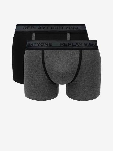 Replay Set di due boxer neri e grigi Replay