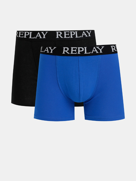Replay Set di due boxer in nero e blu Replay