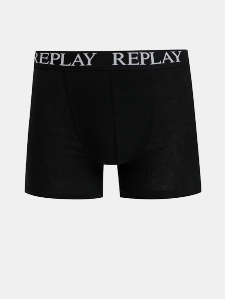 Replay Set di due boxer in nero e blu Replay