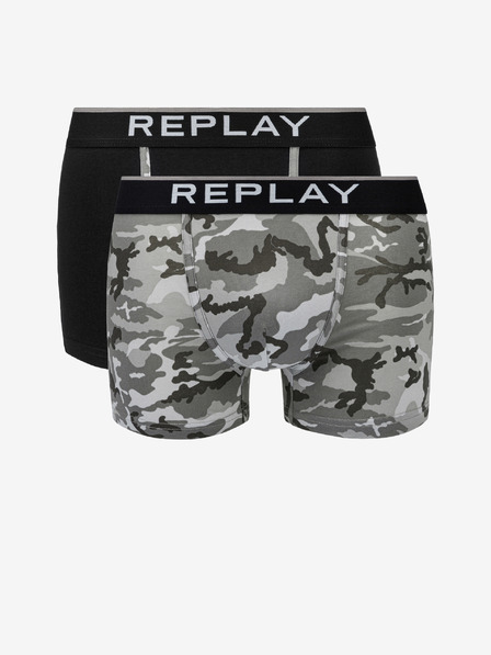 Replay Set di due boxer neri e grigi Replay