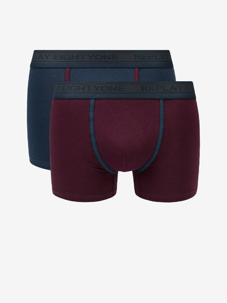 Replay Set di due boxer da uomo blu scuro e bordeaux Replay