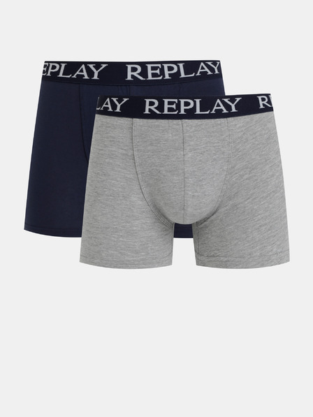 Replay Set di due boxer in Replay blu scuro e grigio