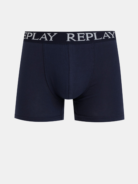 Replay Set di due boxer in Replay blu scuro e grigio