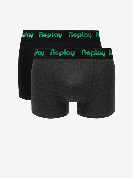 Replay Set di due boxer neri e grigi Replay